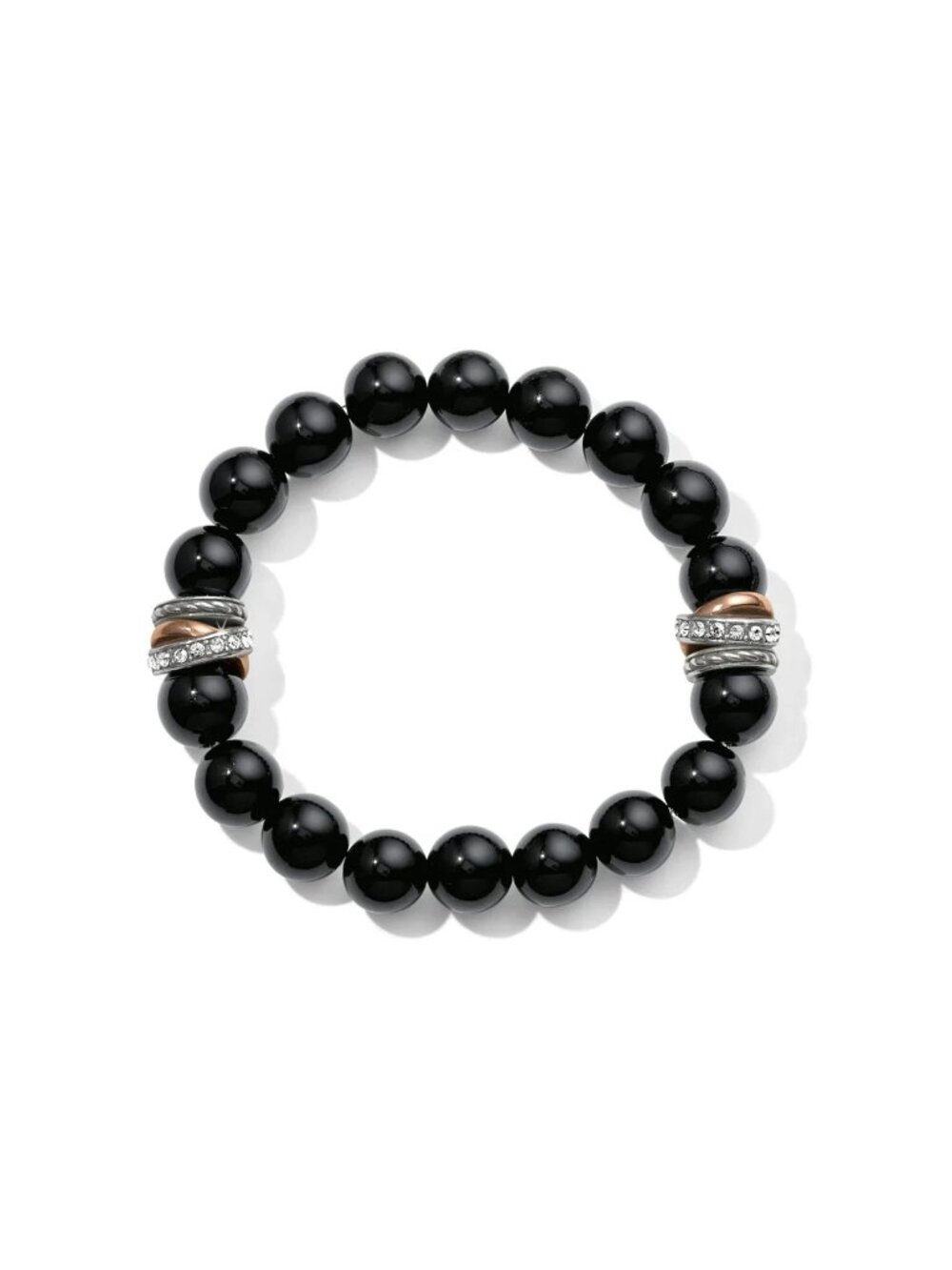 Brighton Neptune's Rings Black Agate Stretch Bracelet JF540E  $88 NWT